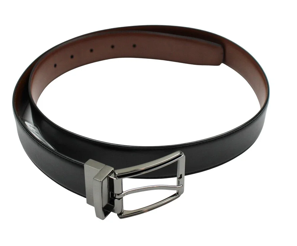 Bloomingdale's Men's Store Belt 38 Black Brown Genuine Leather Reversible Buckle
